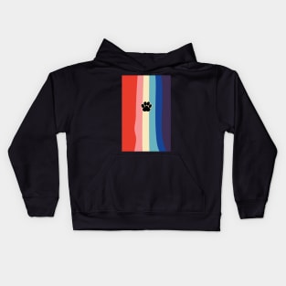 Dog paw on rainbow stripes Kids Hoodie